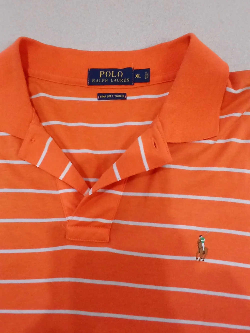 Ralph Lauren Orange and White Striped Polo Shirt
